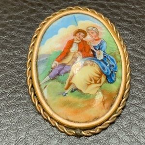 Antique Porcelain Limoges Brooch